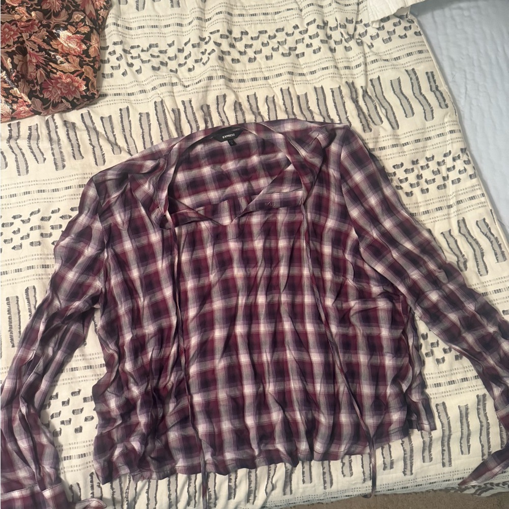 Urban Expressions Red Plaid Long Sleeve Button Down Blouse